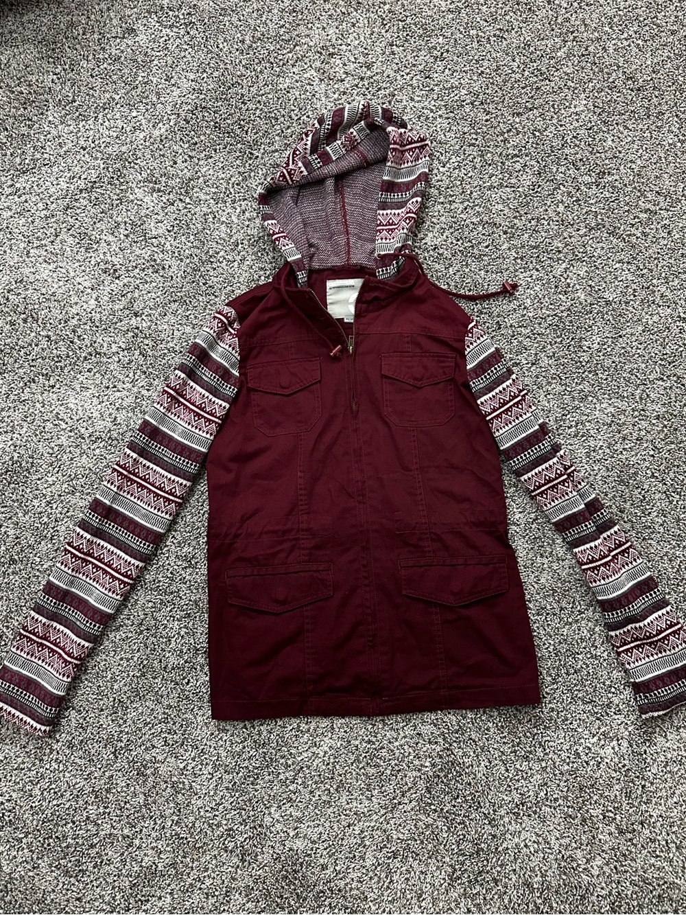 Warehouse Maroon Hooded Jacket (XS)